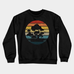 Bonsai Tree Silhouette On A Distressed Retro Sunset product Crewneck Sweatshirt